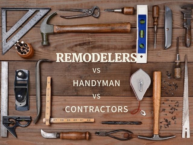 infographic shows remodelers vs handyman vs contractors