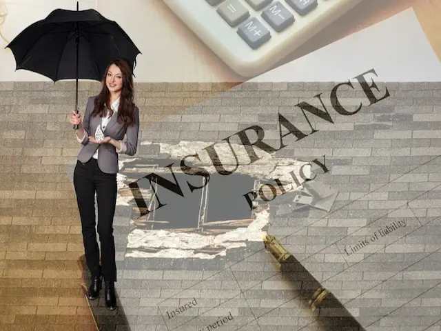 insurance policy with a women and umbrella