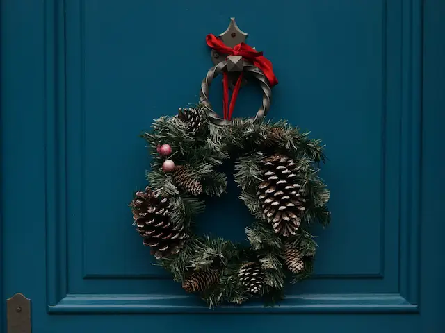 wreath on front door