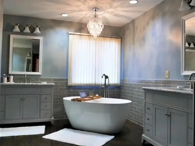 master bath with standing tub