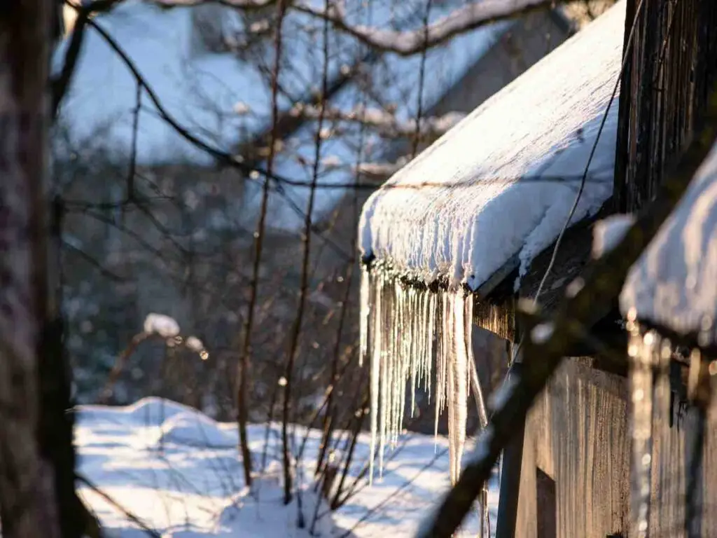 ice hanging from roof