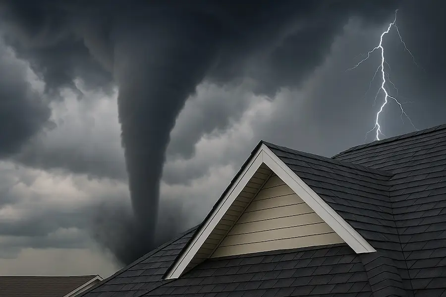 tornado and lighting storm