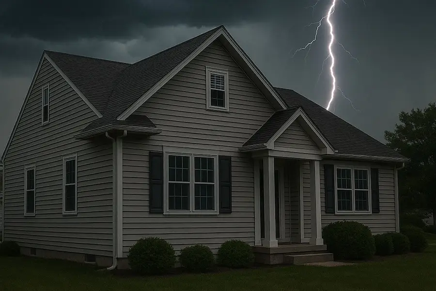 lighting storm over home